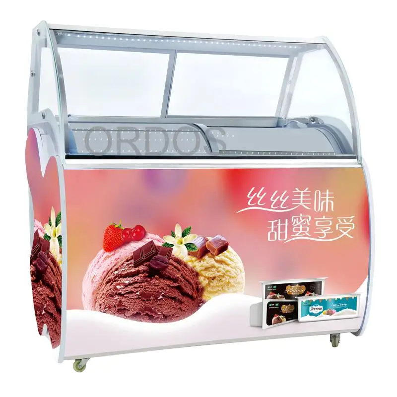 Outdoor Ice Cream Sales Display Cabinet Popsicle Machine Glass Door Refrigerator Factory Direct Sales Factory Price