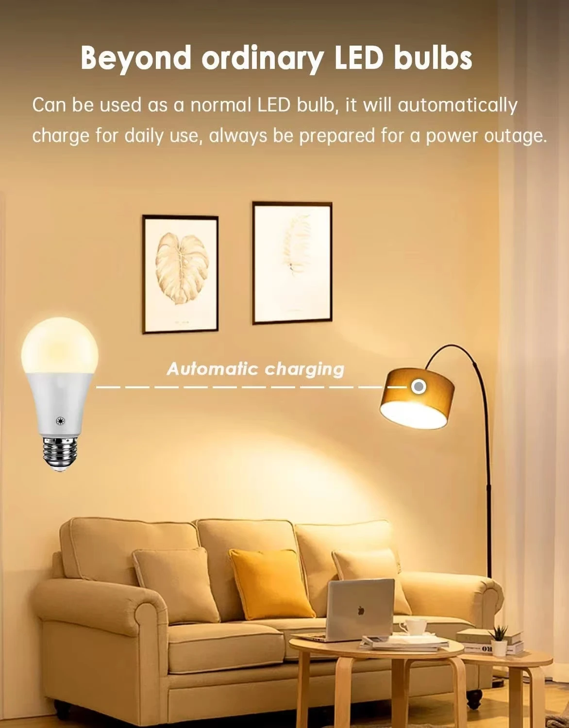 Rechargeable Light Bulbs with Remote, Dimmable Battery Powered Light Bulbs, A19 Standard Size Emergency LED Light Bulbs, 2 Pac