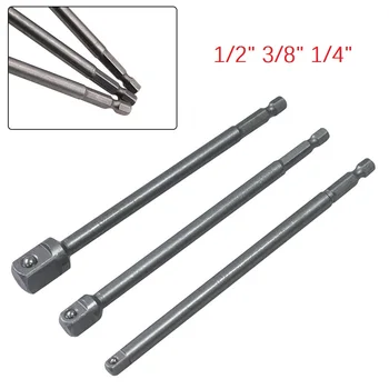 1/3 pièces 150mm tournevis à percussion foret douille adaptateur barre d'extension 1/4 3/8 1/2 pouces pour tournevis électrique outils accessoires
