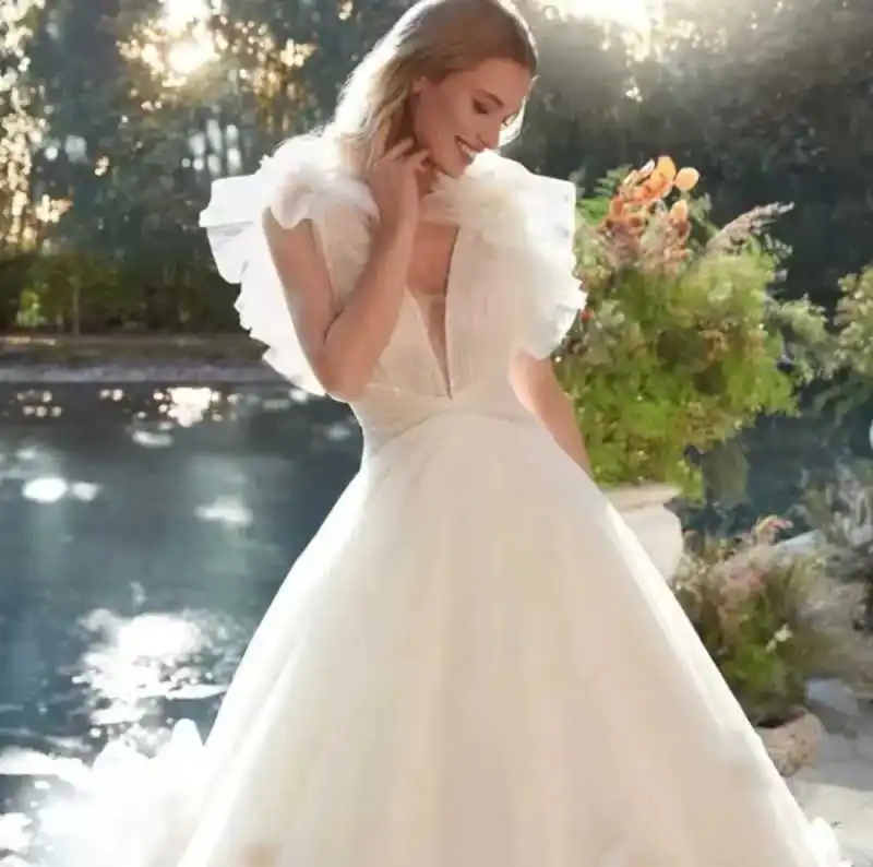 Robe de Mariée Princesse à Fleurs, Longueur au Sol, Ligne A, Col en V, pour Patients, Éducative, Personnalisée, Priorité, 2025