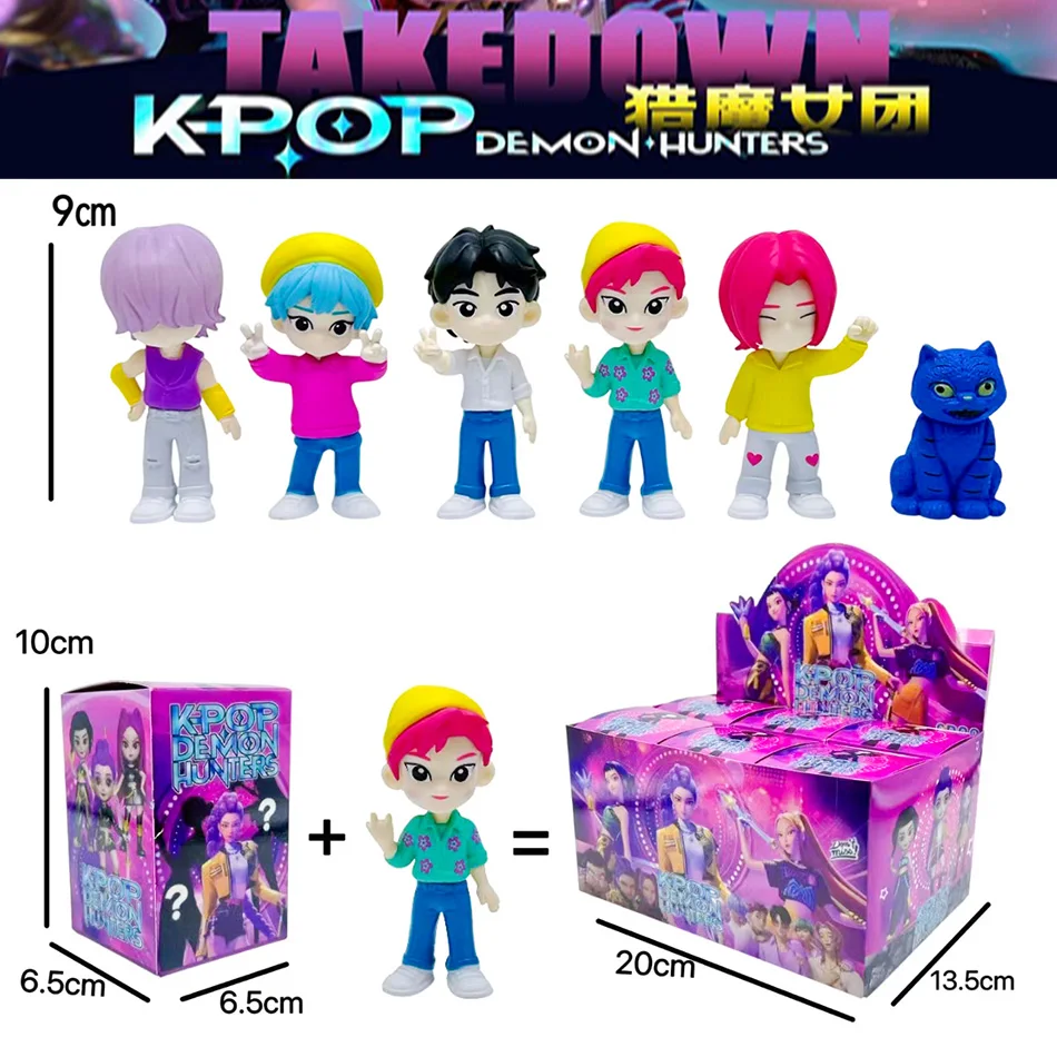 6pcs Kpop Demon Hunters Figure Series Blind Box PVC Cartoon Mini Model Toy Doll Desktop Decorative Kids Christmas Surprise Gift