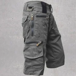 2023 New Men's Seven Division of Labor Pants Trend Loose Large Size Cotton Five Points Shorts Men Multi Pocket 7 Points Pants