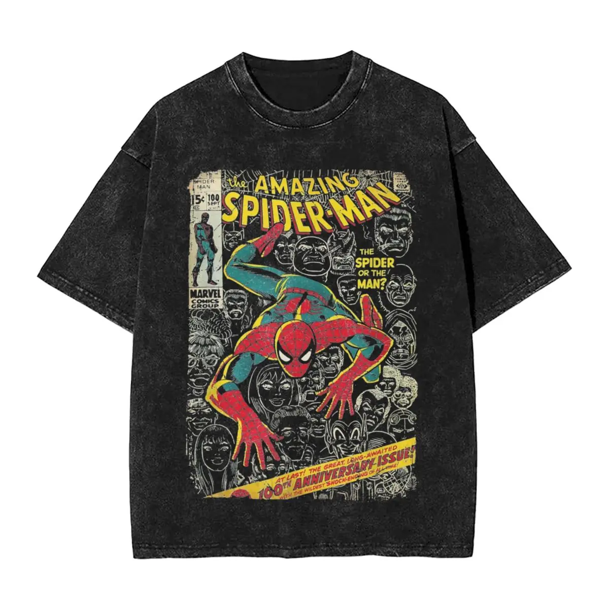 

Spider-man Spiderman Comic Book Anniversary T Shirts Hip Hop Washed Street T-Shirts Vintage for Men Women Tops Streetwear Tees