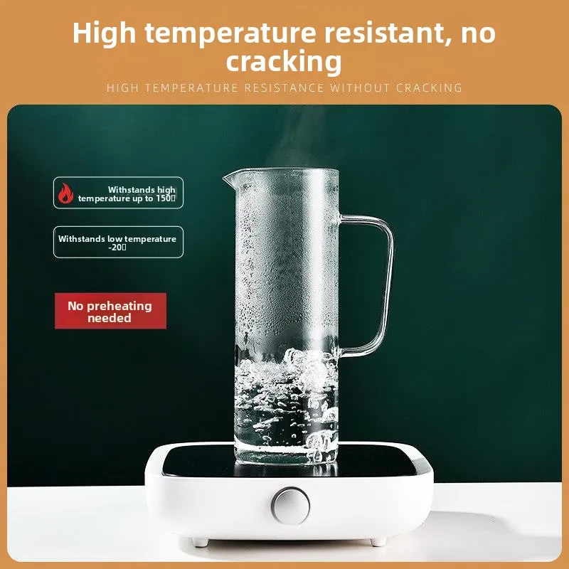 Large Capacity Glass Cold Water Pot High Temperature Resistant Tea Brewing Bottle Cool Water Cup European Style Refreshing De...