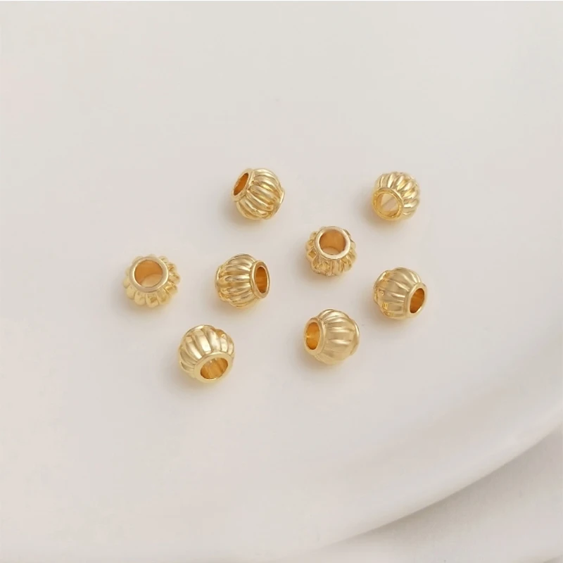 10PCS 14K Gold Plated Sunflower Pumpkin Daisy Flower Bead Sapcers for DIY Bracelet Jewelry Making Supply Gold Flower Beads