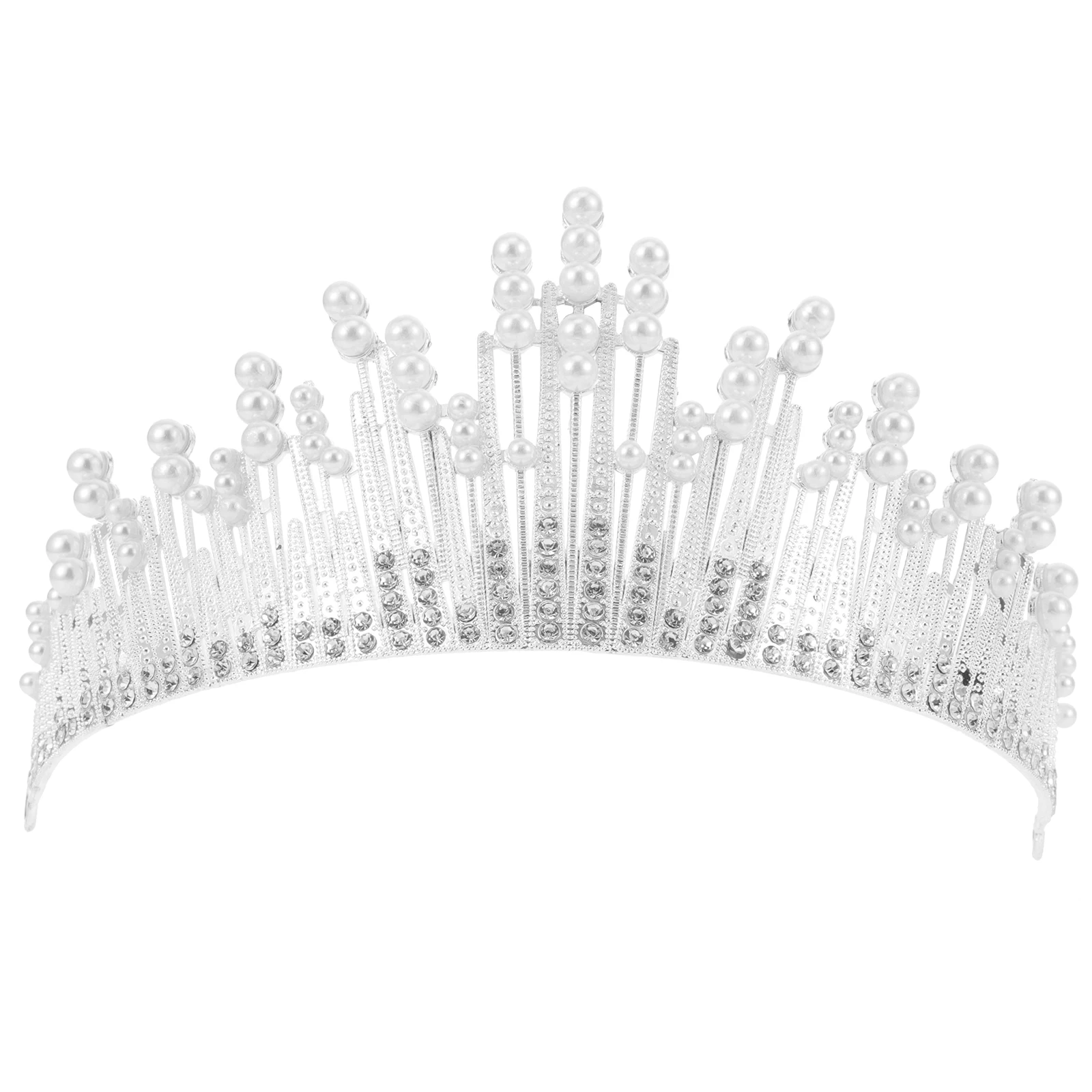 

Bridal Crown Headwear Vintage Headdress Silver Full White Hard Alloy Wedding Party Hair Accessories Match Styles Color