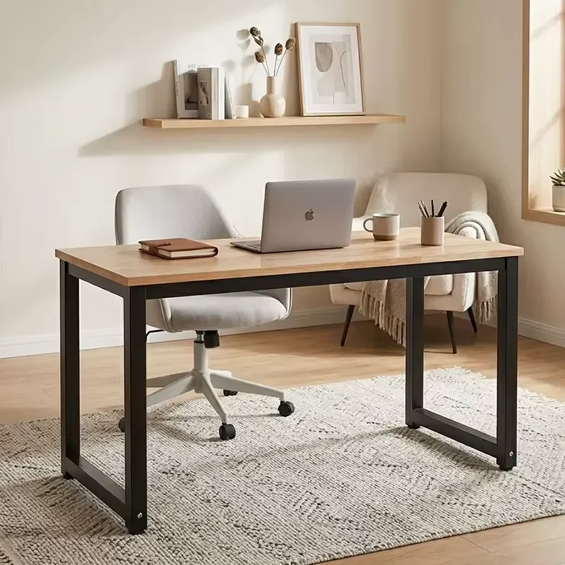 Wholesale Modern Easy-to-assemble Bedroom Desk with Solid Wood Top and Metal Legs Study Desk Home Office Writing / Computer