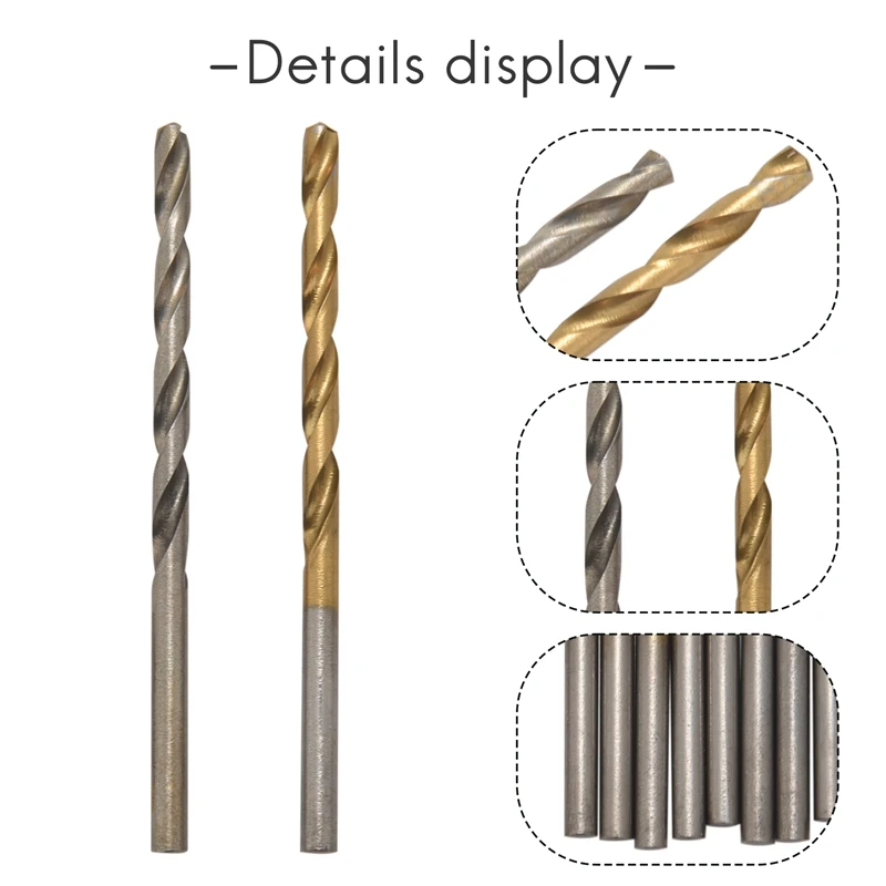 100 Pcs/Set Titanium Coated Twist Drill Bit High Speed Steel Hole Opener Woodworking Metal Plastic Tools Electric Drill