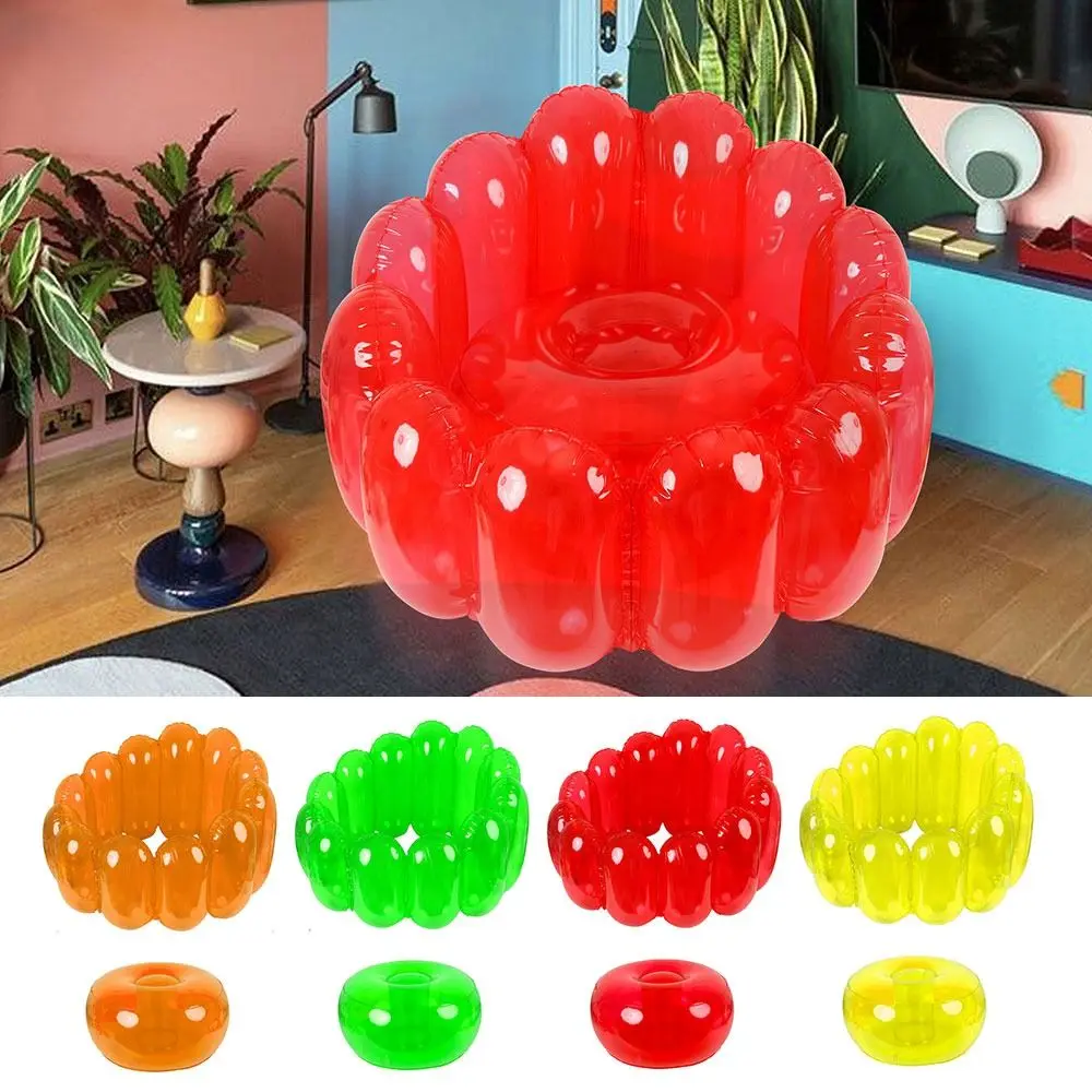 Portable Mattress Seat Inflatable Sofa Lazy Sack Hangout PVC Jelly Inflatable Chair Colorful Inflatable Bed for Lawn