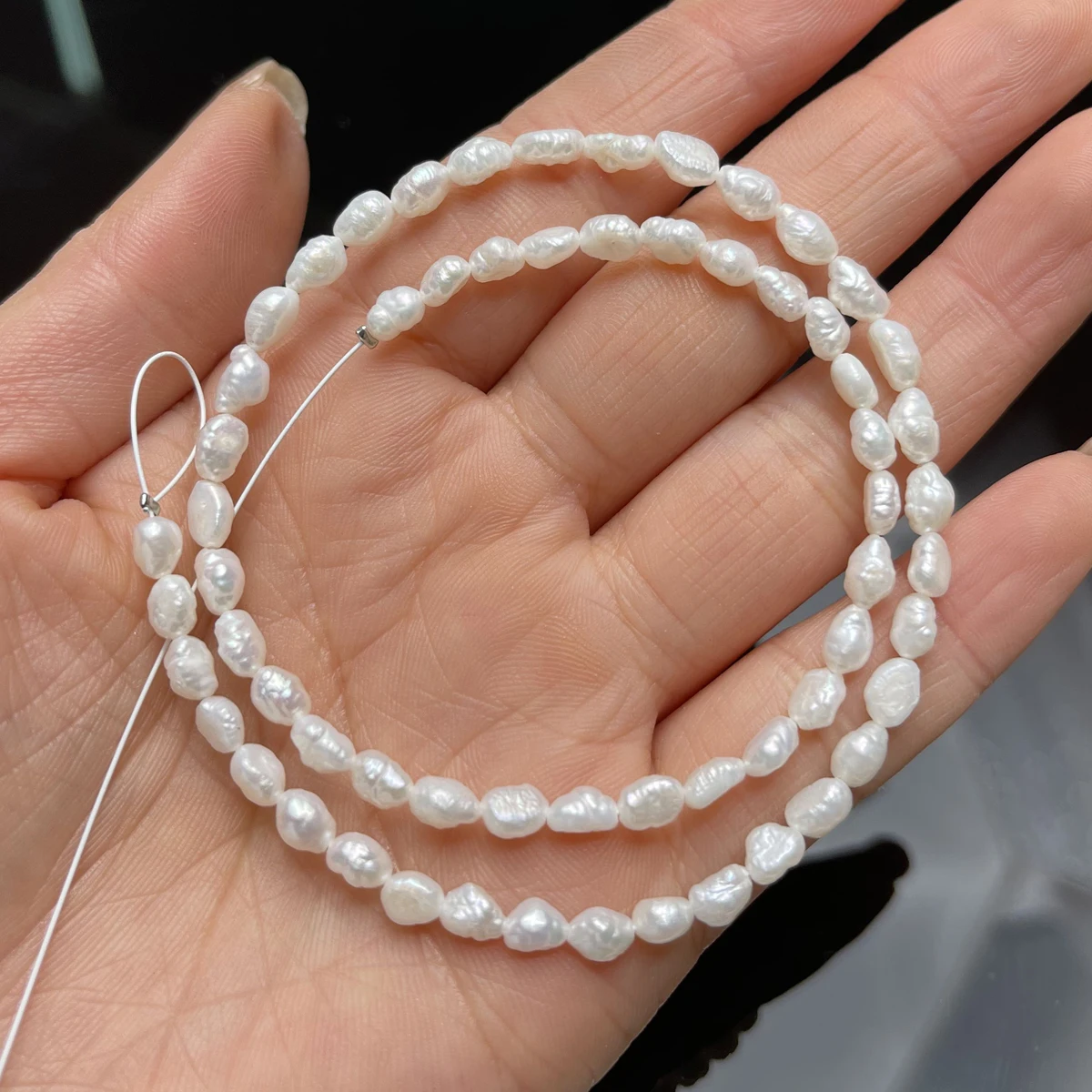 

5-6mm White Natural Freshwater Pearls Irregular Punch Beads for Jewelry Making DIY Necklace Bracelet Accessories Semi-finished