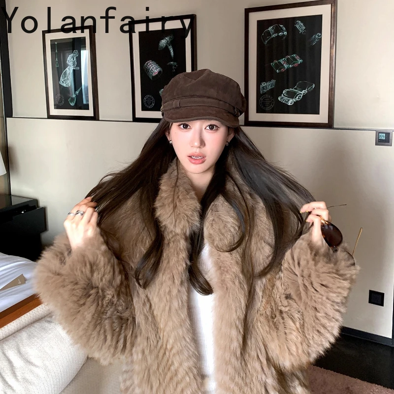 

YOLANFAIRY natural whole fox fur coats luxury women’s winter warm youthful stand collar Korean-style real fox fur overcoat 2025