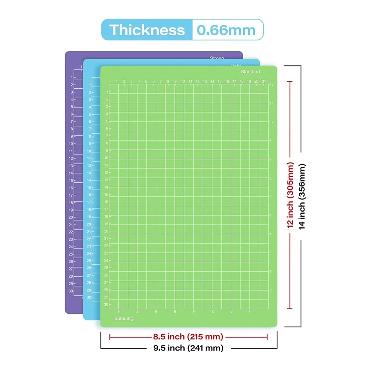 AB02 6PCS Cutting Mat 8.5x12in For-Cricut Joy Xtra 6 Pack Reusable Sticky (Light, Standard, Strong) Grip Cricket Cut Mats