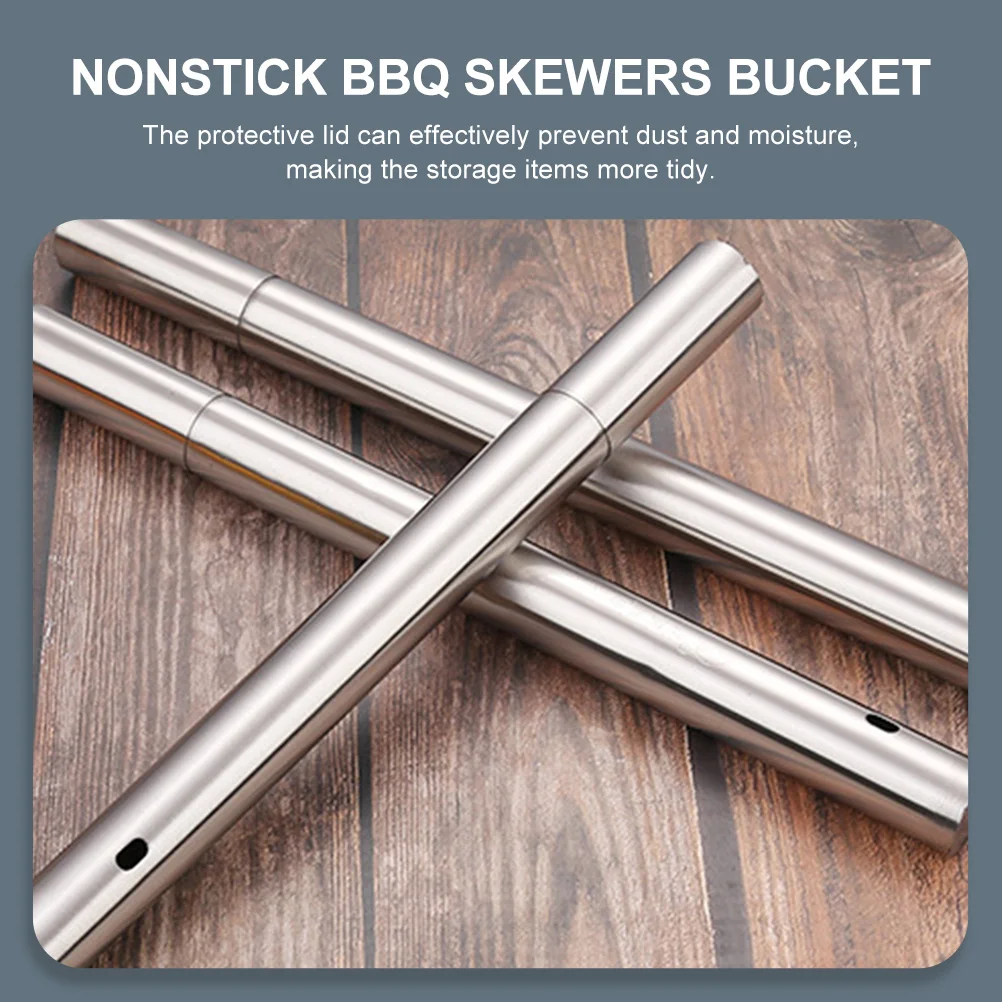 

4 Pcs Stainless Steel Barbecue Skewer Holder Accessories Skewers Storage Metal Kabob Rack BBQ Sticks Bucket Container