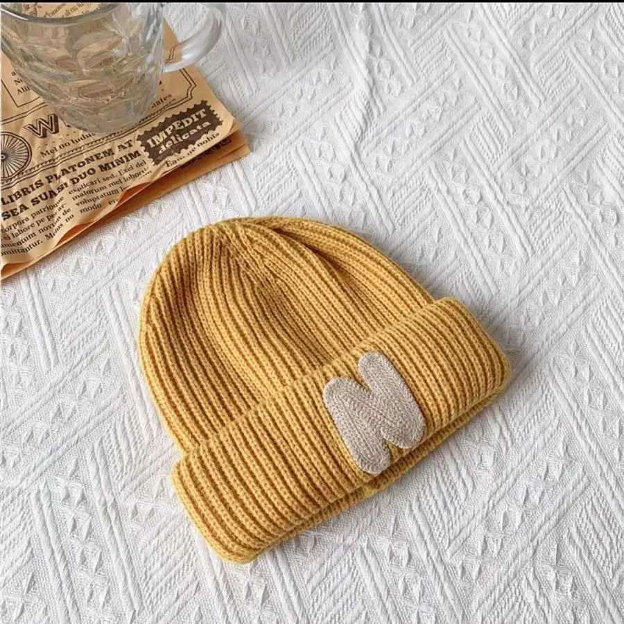 ins Korean version of everything autumn and winter children melon skin wool hat alphabet hat boys and girls baby pullover knitte