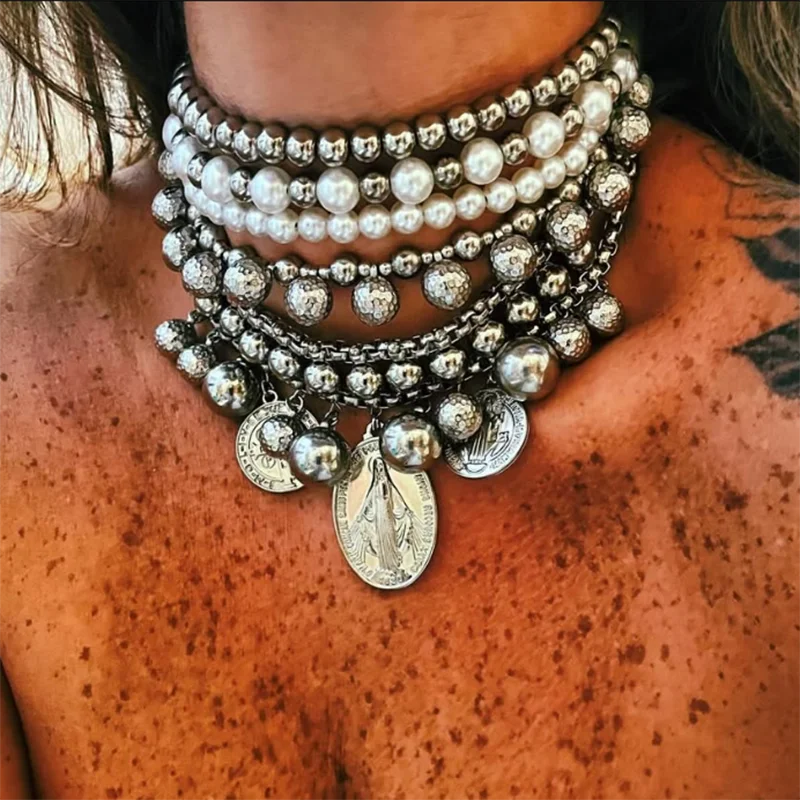 خمر إليزابيث كوكبة الميزان الحوت مكتنزة سلسلة المشبك عملة سحر قلادة القلائد للنساء مجوهرات فريدة من نوعها الموضة #4