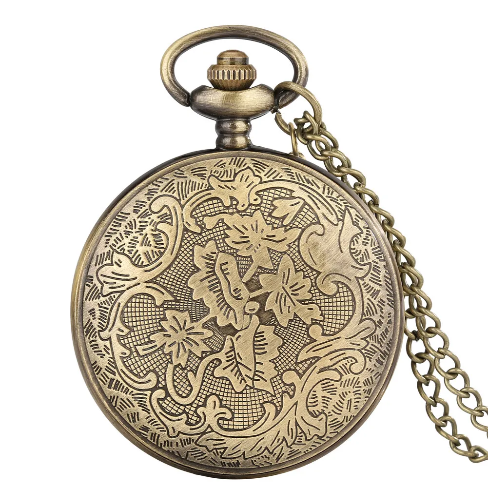 New Style Vintage Men's Quartz Bronze Pendant Pocket Watch Magpie Surface Cover Bird Cage Tag Creative Clock Souvenir Collection