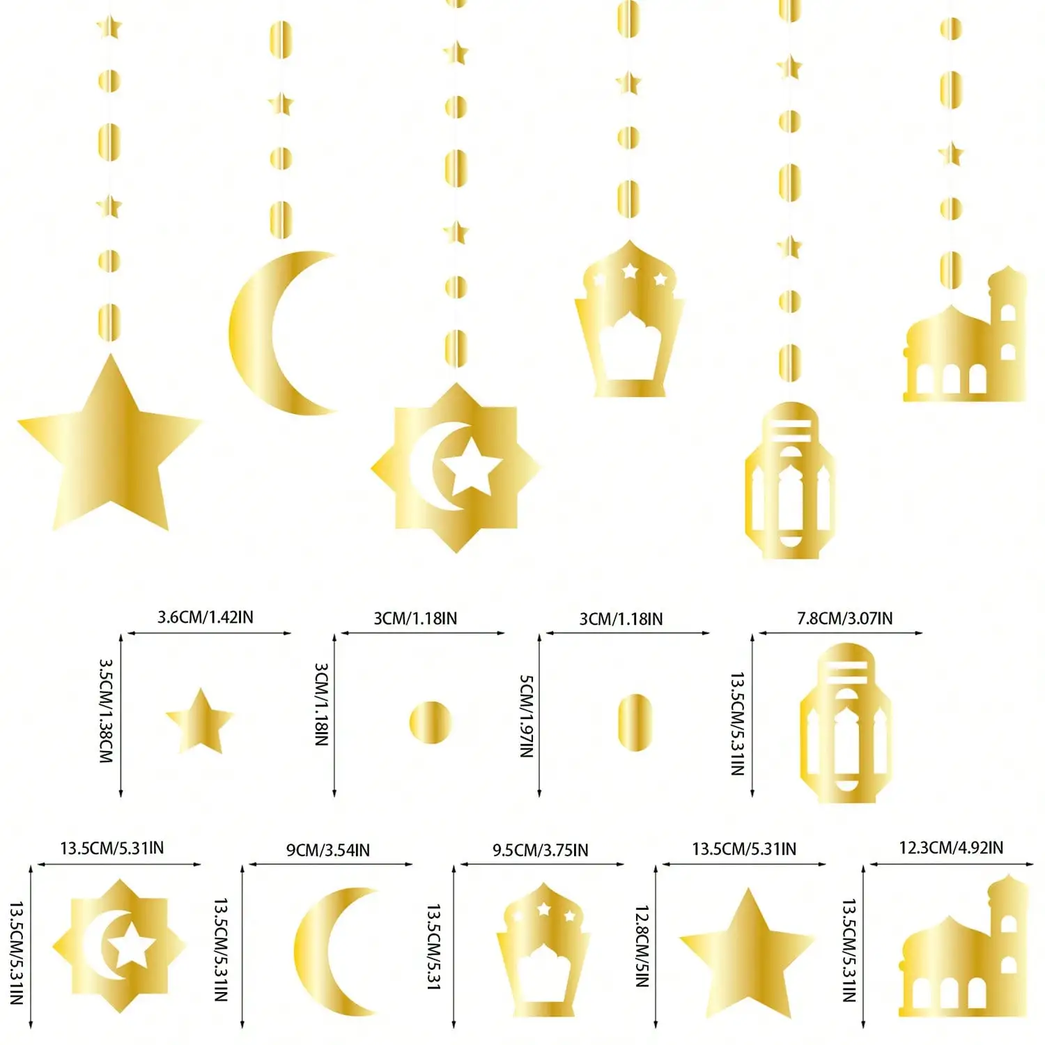 Ramadan Decorations,Ramadan Home Hollow Banner Hanging Moon Stars Lantern Pattern for Birthday Festival Wedding Party Wall Decor view 2