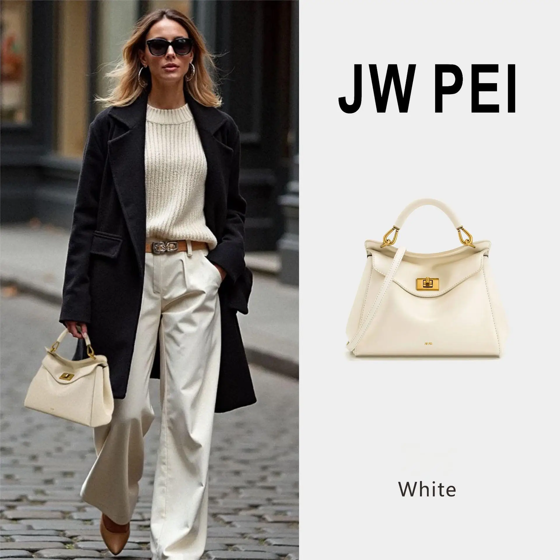 

JWPEI Minimalist Lock Closure Purse - Niche Designer Leather Shoulder Bag, Versatile & Elegant