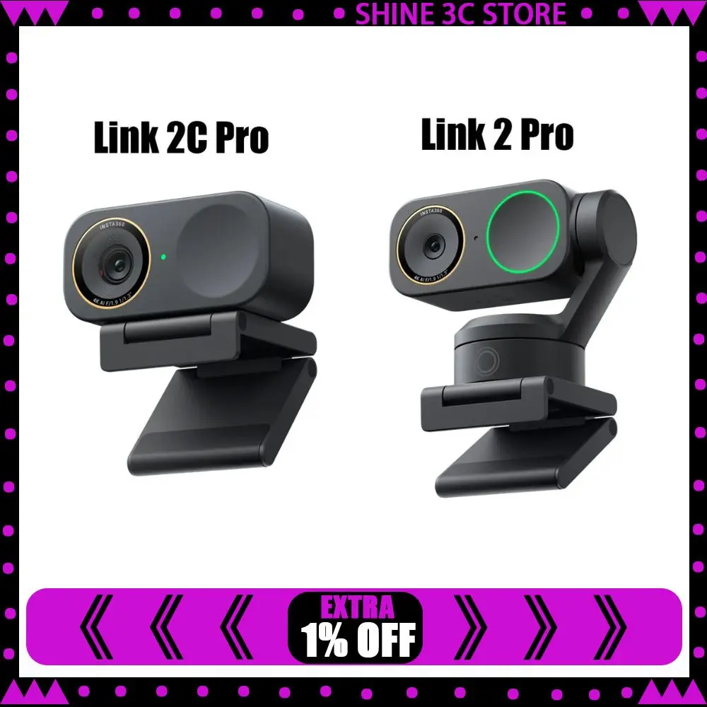 

Insta360 Link 2 Pro/Link 2C Pro Standard Al 4K Webcam Live Streaming Camera AI Tracking Auto Framing Natural Bokeh HDR Control