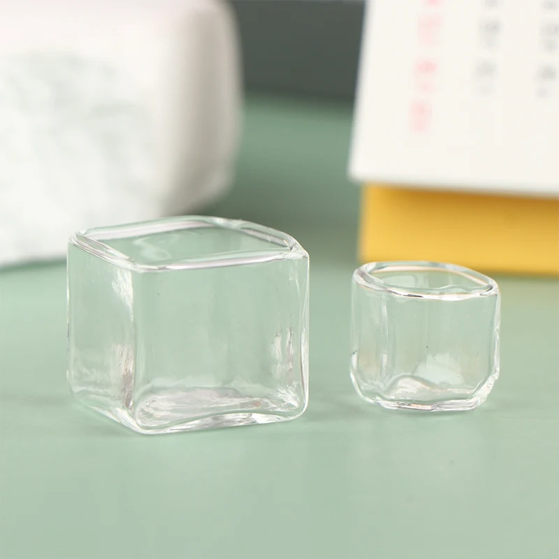 Dollhouse Mini Cube Cup Wine glasses Model 1/12 Scale Simulation Glass Cup Bottle for Decor Miniature Scenery Accessory