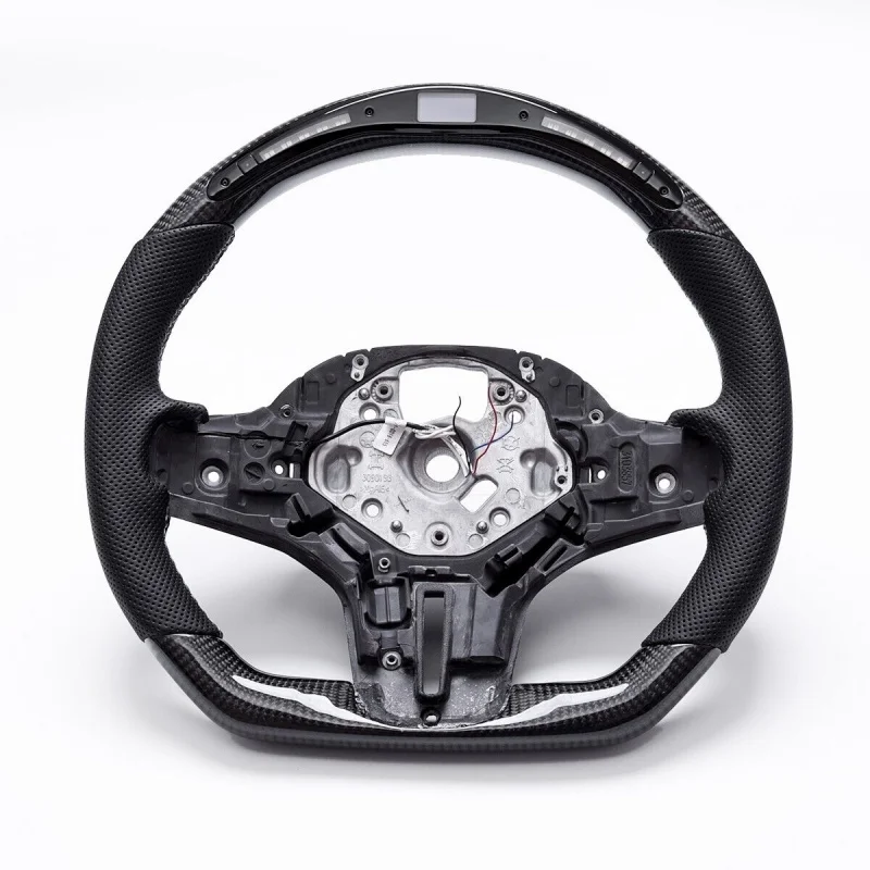Custom Real Carbon Fiber LED Sport Steering Wheel Compatible with BMW G30 G31 G32 G01 G02, Aftermarket Racing Wheel with LED RPM