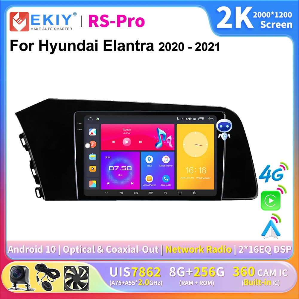 

EKIY 2K Screen CarPlay Car Radio For Hyundai Elantra 2020-2021 Android Car Multimedia GPS Player Autoradio Navi 4G Ai Voice DSP