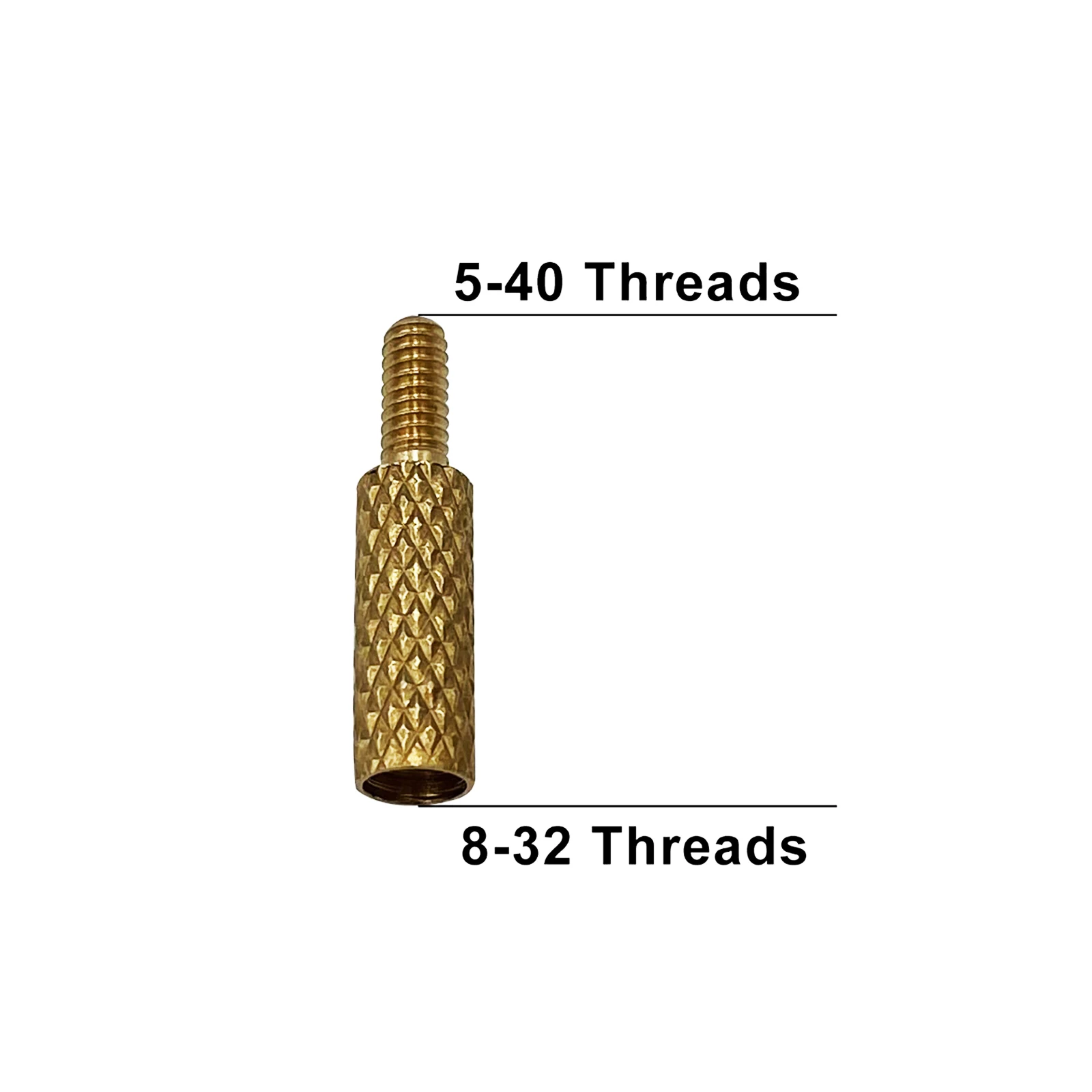 Adaptadores de varilla de limpieza de pistola, adaptador de latón macizo, rosca macho 5-40 hembra 8-32, 5/16-27