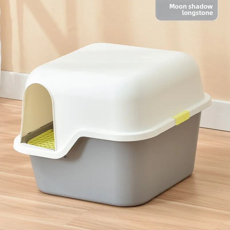 ممر كبير نوع القط علبة نفايات رائحة برهان سبلاش مرحاض للقطط مغلق بالكامل رمل القطط الوجه العلوي تصميم الحيوانات الأليفة السرير