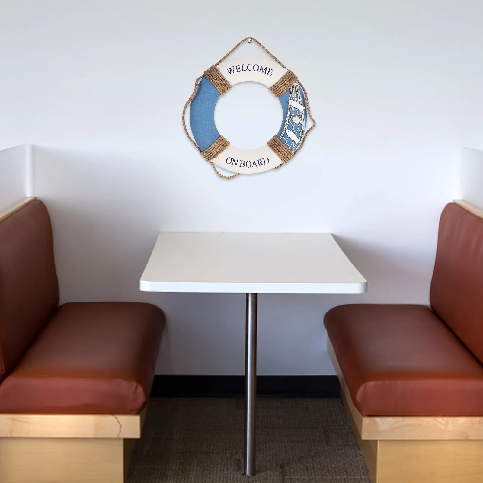 

Lifesaver Lifebuoy Decoration Premium Wall Hanging Ornament Mediterranean Blue Portable for Home Cafe Door Welcome Sign