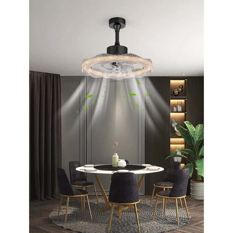 Italian creative light luxury bedroom fan chandelier modern simplicity advanced sense room restaurant bar intelligent fan light