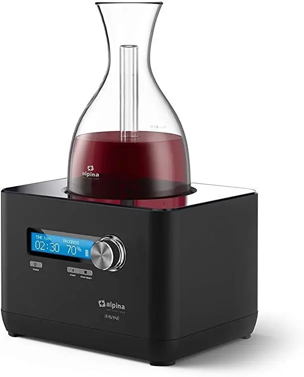 Electric Super Speed Wine Aerating Decanter Reduces Decanting Time to Seconds Black