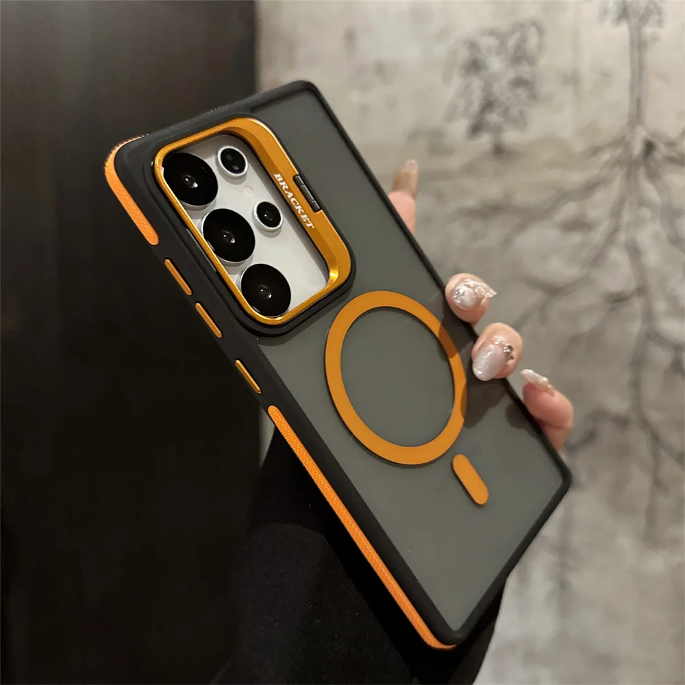 حافظة لهاتف سامسونج S25 S24 FE S23 Plus S22 Ultra شحن لاسلكي أسود غطاء شفاف #3