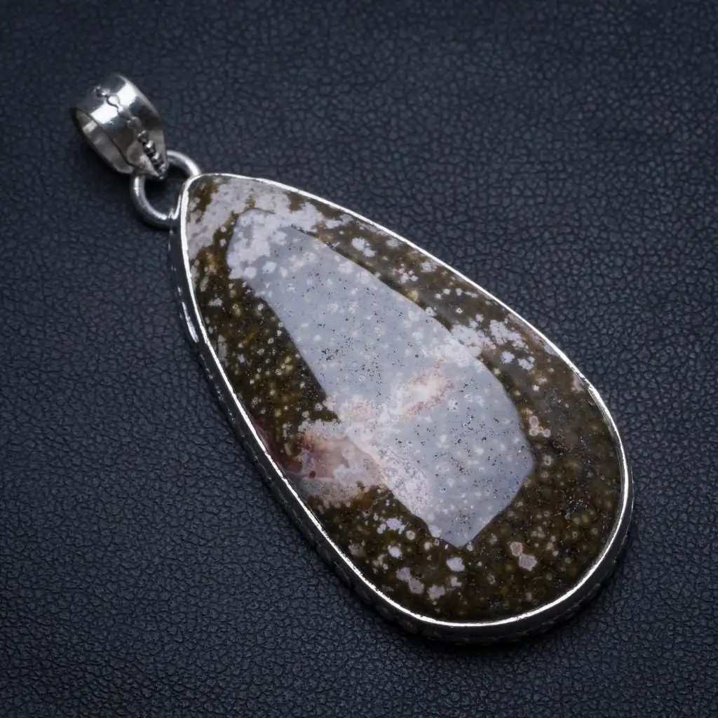 StarGems Ocean Jasper Handmade Mexican 925 Sterling Silver Pendant 2 1/4