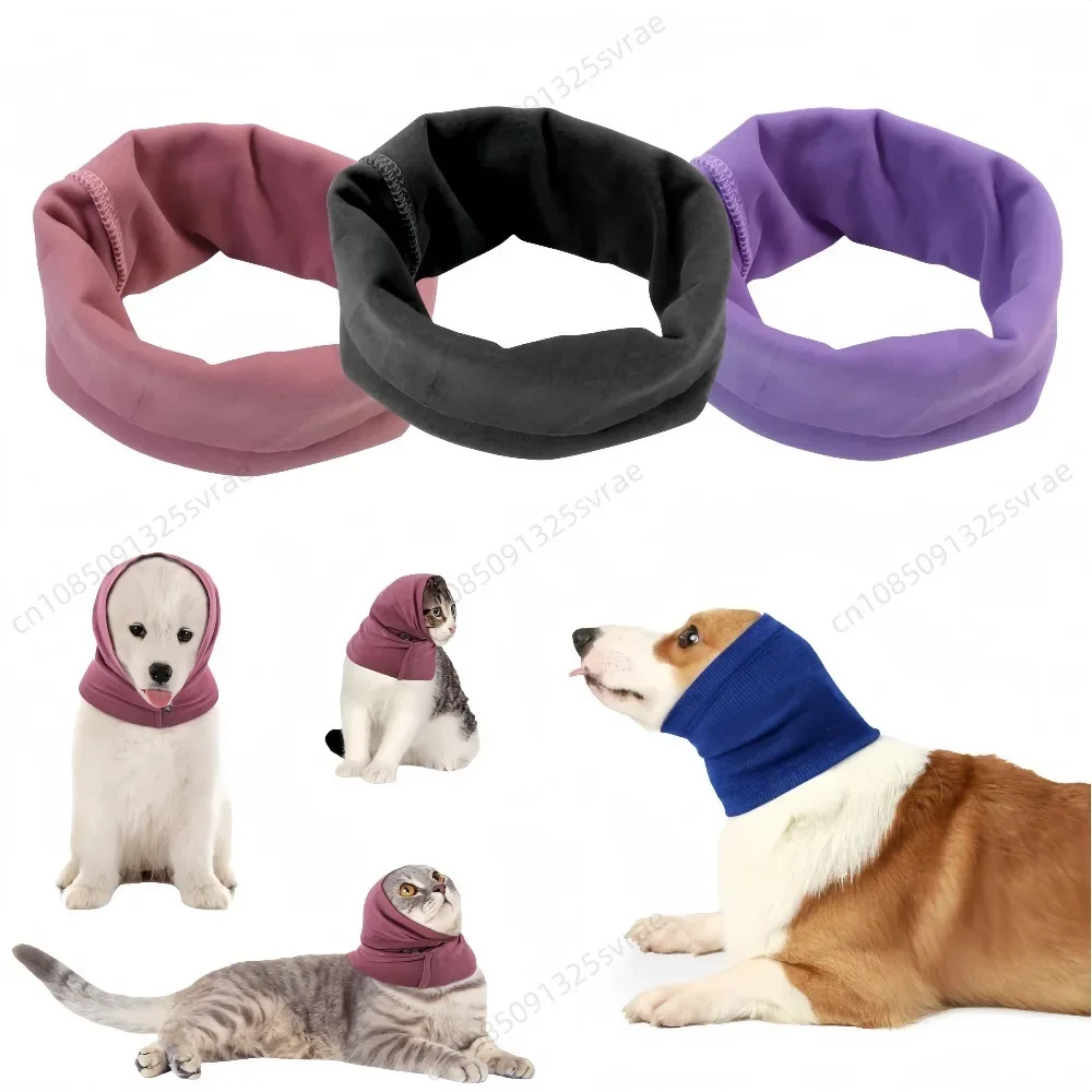 Dog Grooming Ear Cover Warm Headband Earmuff Neck Hat Noise Cancel Scarf Collar Soundproof Anxiety Pet Bath Quiet Dry HeadSleeve