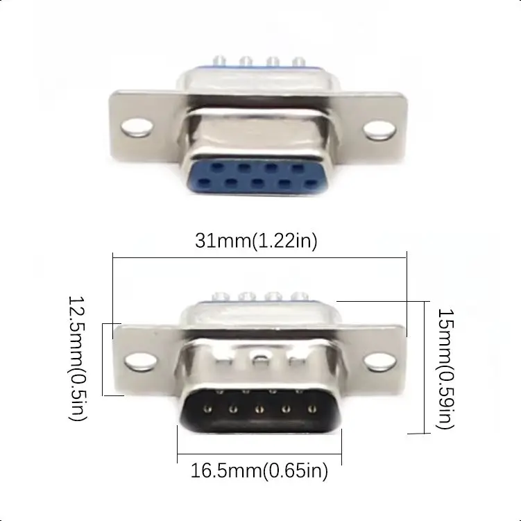 【10-2PCS】RS232 serial port connector DB9 male and female socket/Plug connector 9pin copper RS232 COM socket adapter