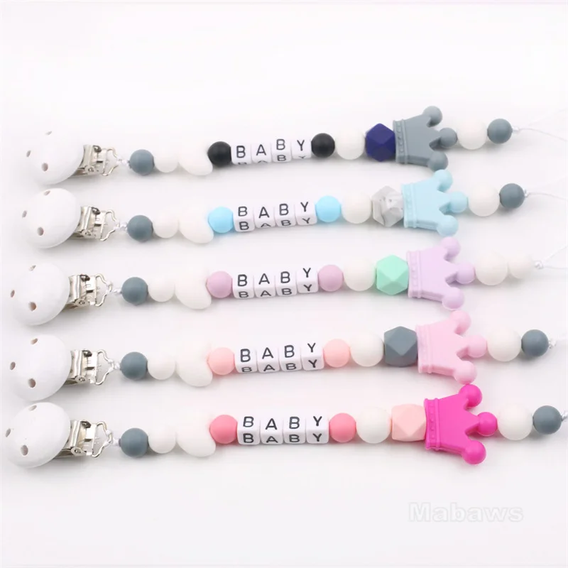 Personalized Name Baby Pacifier Clip Cartoon Animal Silicone Teether Pacifier Chain Can Be Customized Baby Name Anti-Drop Chain