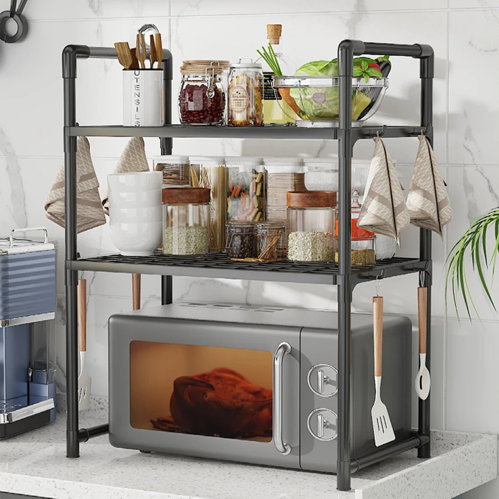 ABS Thickened Microwave Oven Storage Rack Full Of Space Efficient Storage Hygienic Easy To Clean white