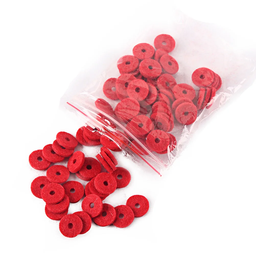 

90Pcs Red Piano Keyboard Felt Washers Guitar Bridge Pad Replacement Parts No Smell Soft Paper Material Guitar Wahser