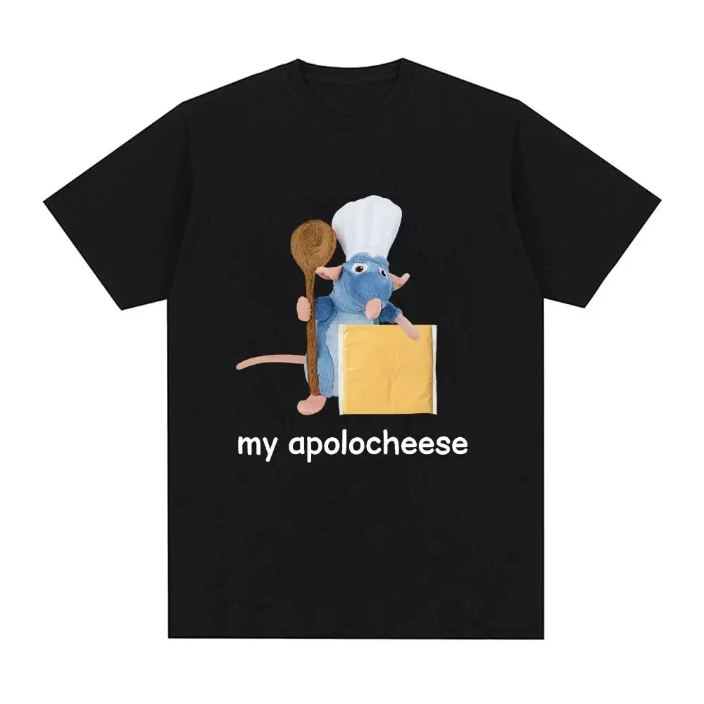 Funny My Apolocheese Rat Plush Cheese T Shirt Men Women Clothing Fashion Short Sleeve T-shirts Summer 100% Cotton Tees Oversized