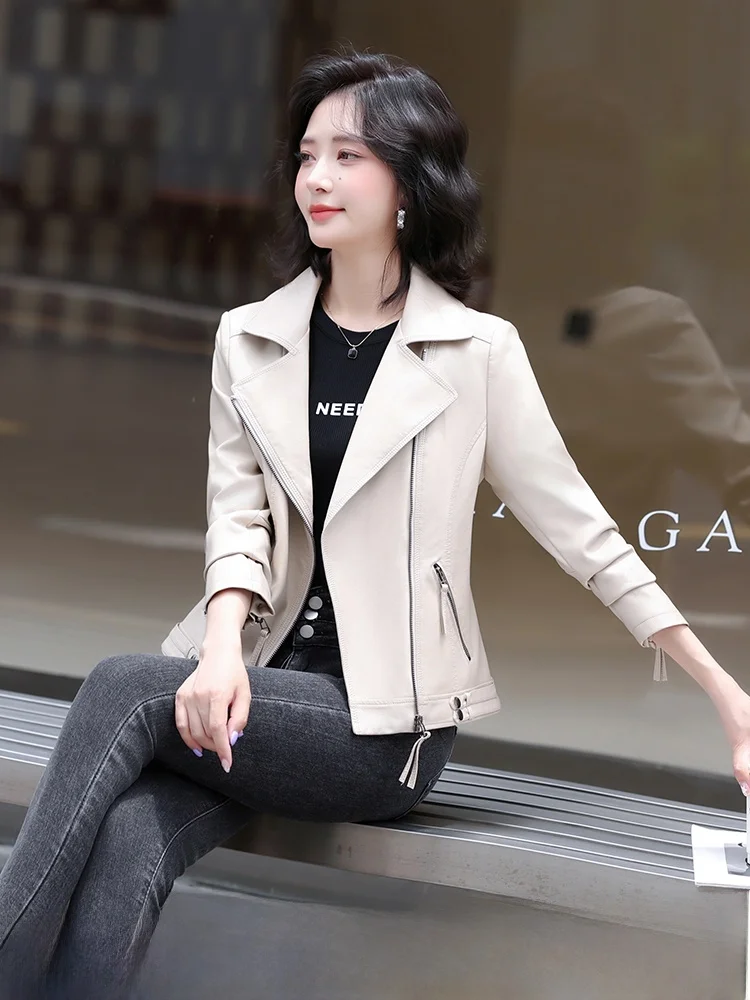 

Женская приталенная куртка из натуральной кожи Ning, весна-осень 2025, новая популярная модель, большие размеры, высококачественная верхняя одежда.