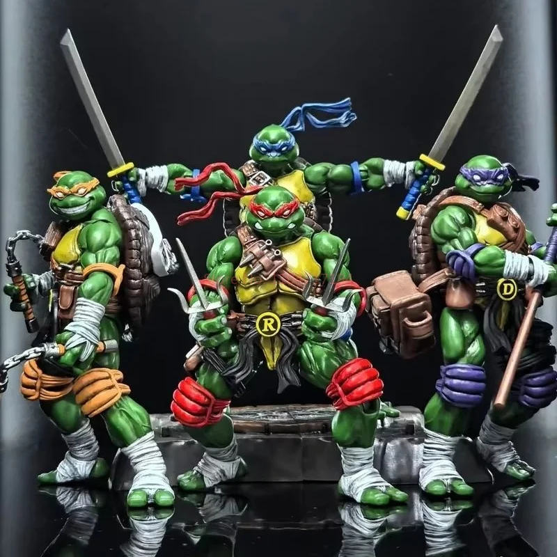 100% Genuine Joytoy Teenage Mutant Ninja Turtles 4 Pack Set Leonardo 1/18  Poseable Action Figure Michelangelo Raphael Model Kit - Image 6