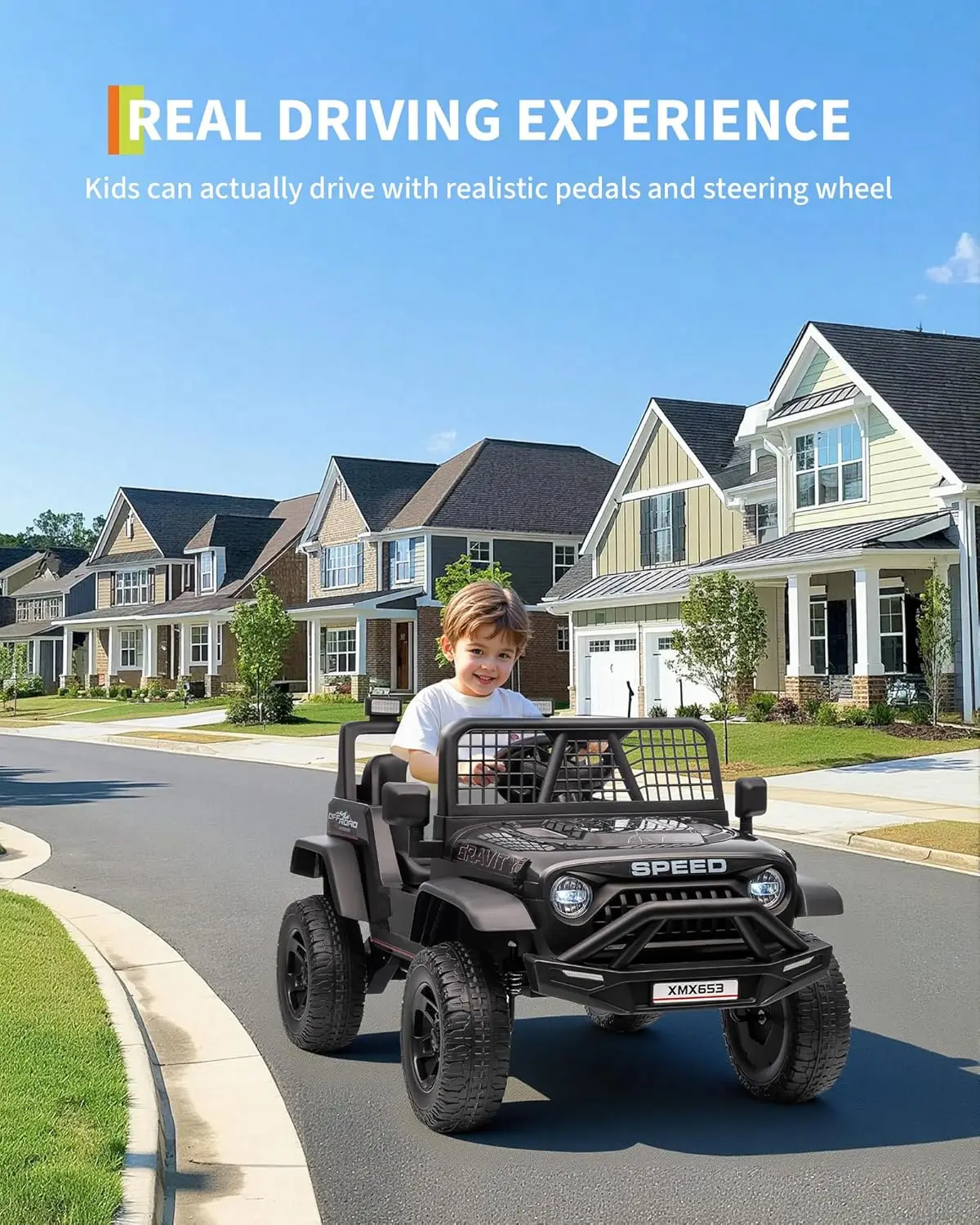 Elektrische auto voor kinderen Rijdende auto met afstandsbediening Rit op vrachtwagen Speelgoed voor peuter Jongens Meisjes Bluetooth-muziekspeler LED-licht