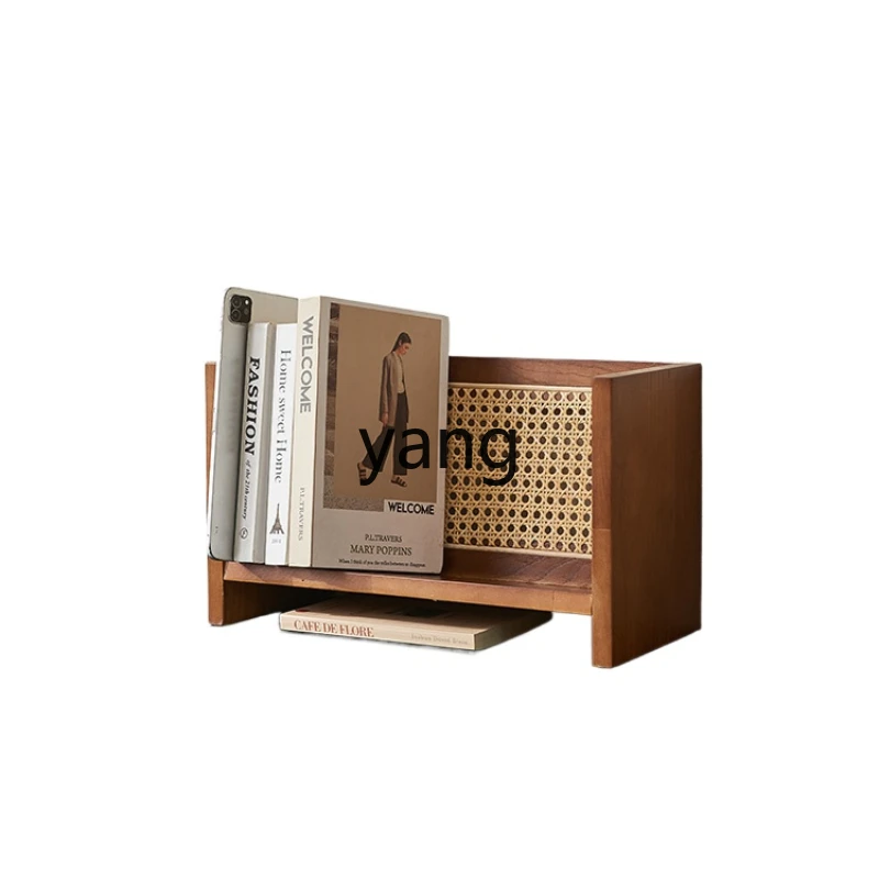 

LXL Creative Silent Style Small Bookshelf Home Floor Magazine Rack Desktop Books and Newspapers Rattan Storage