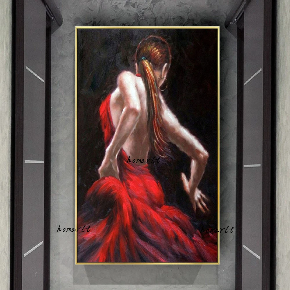 100% Handmade Modern Flamenco Dancer Canvas Art Picture Spain Woman Oil Painting Single Decor Artwork Home Salon Bar hotel Decor