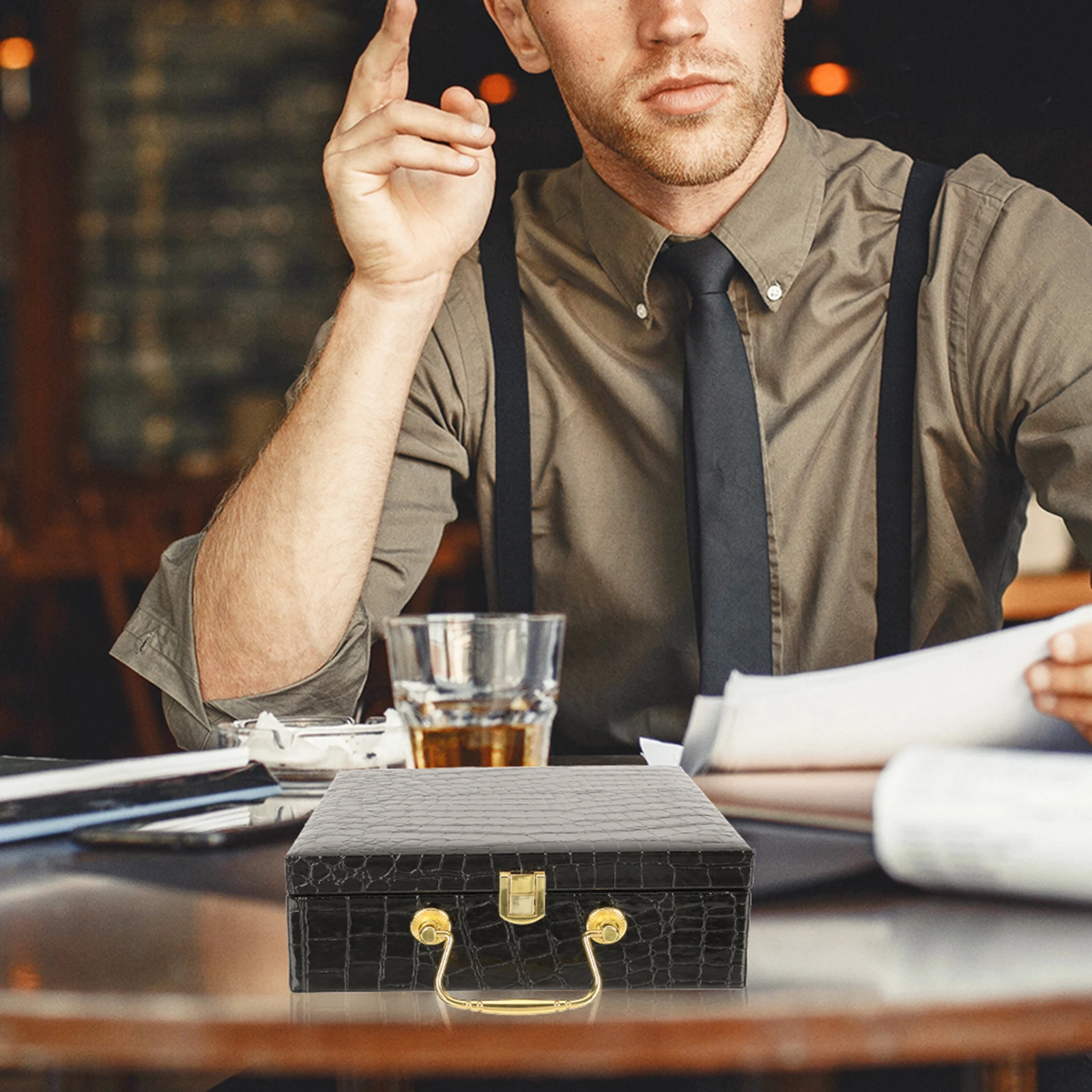 

Cigar Wooden Box Case Storage Container Holder Portable Travel Iron H Held Flipping Cover Cigar Case Home Supply