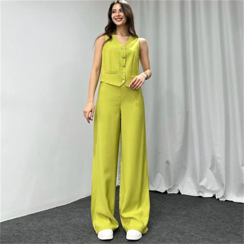

Luxury Two Piece Set Outfits for Women Summer Casual Crop Top and Elegant Wide Leg Pants Lounge Beach Vacation Travel Outfits