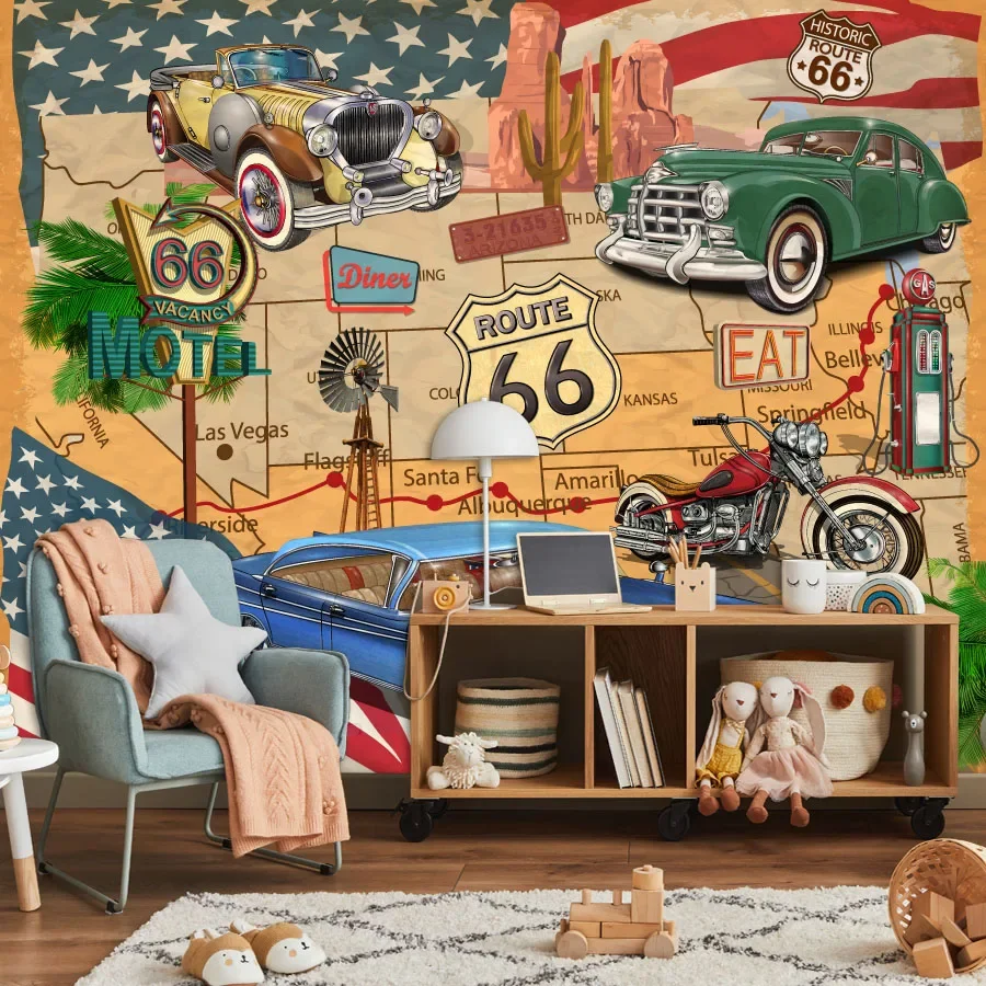 Peel and Stick Optional Wallpapers for Living Room Decoration Kids Bedroom Cartoon Cars Contact Wall Papers Home Decor Covering