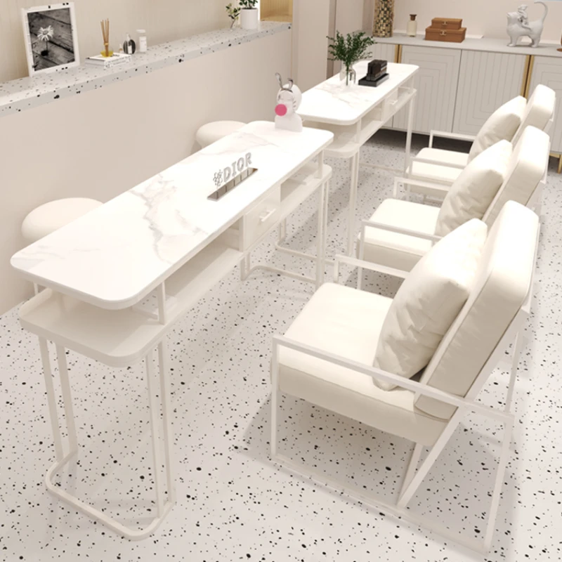 

Nordic White Manicure Table Luxury Vacuum Design Exquisite Nail Desk Modern Speciality Manicure Tafel Salon Furniture HD50ZJ