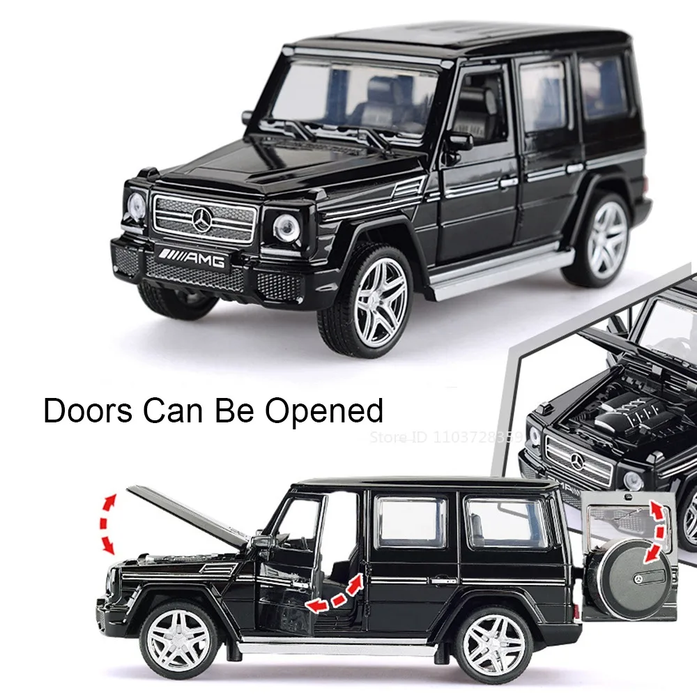 Modèle de voitures jouets en alliage moulé sous pression, véhicules tout-terrain, son et lumière, portes ouvertes, jouets de Simulation pour enfants, cadeaux, 1:32 G65 C260L