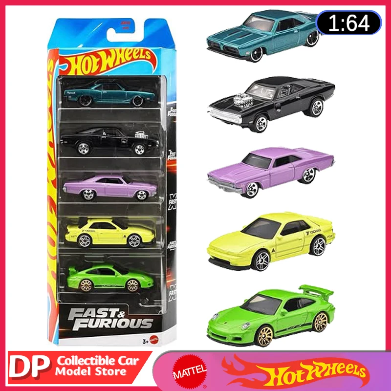 New 2025 Hot Wheels Fast & Furious 1:64 Scale Basic 5 Pack Cars Set Porsche GT3 Tokyo Drift Chevy - JDR19